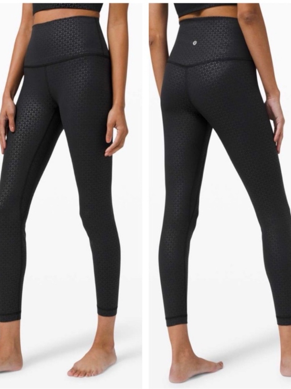 lululemon athletica Black align emboss lattice 23" cropped leggings
